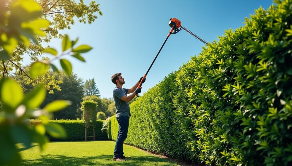 découvrez notre taille-haie télescopique, l'outil idéal pour tailler vos haies en toute sécurité sans monter sur une échelle instable. pratique et efficace pour un jardin parfaitement entretenu.